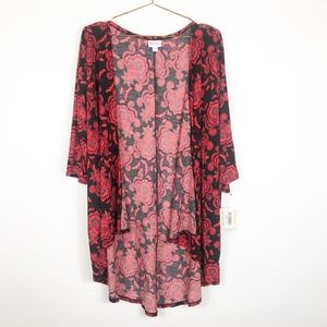 NWT LuLaRoe Lindsay Red Floral Print Kimono